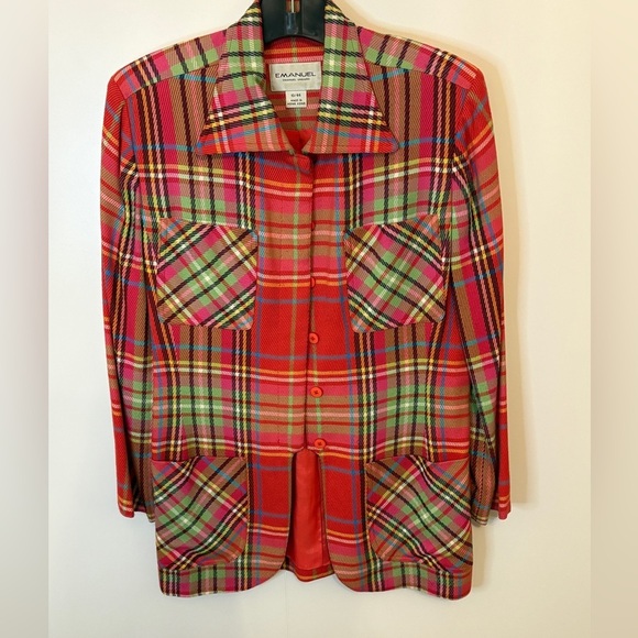 Vintage Emanuel Ungaro Pink/Cherry Plaid Jacket - pristine condition.
